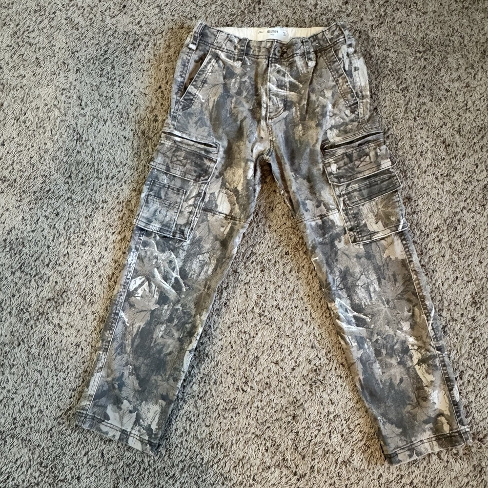 Hollister Y2K Camo Cargo Pants Men's 29x30 (29x27) Loose Fit Utility Zipper